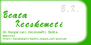 beata kecskemeti business card