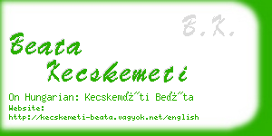 beata kecskemeti business card
